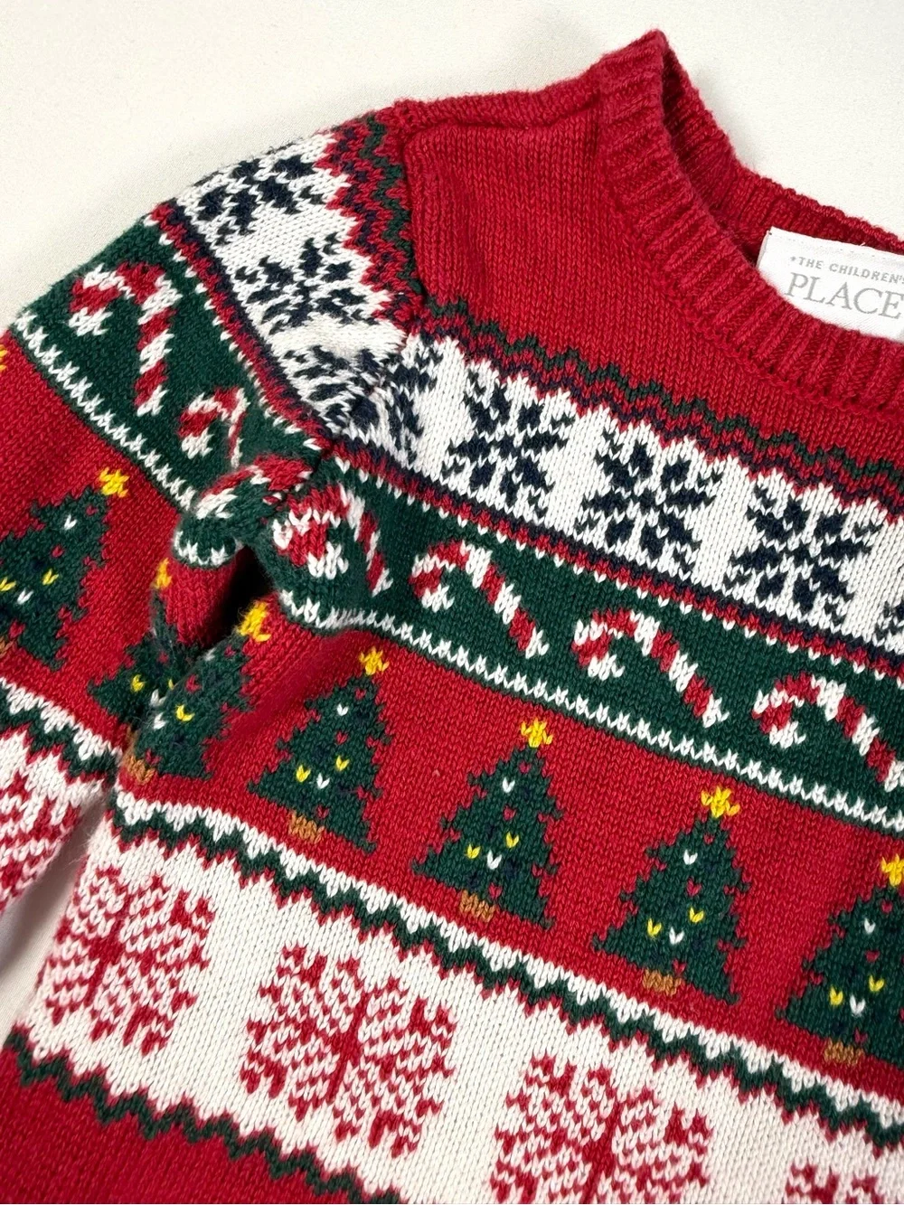 THE CHILDREN’S PLACE Baby Christmas Sweater Romper 9-12M Holiday‎ Fair Isle Knit